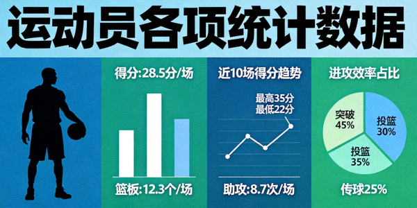 数据图表展示运动员各项统计数据